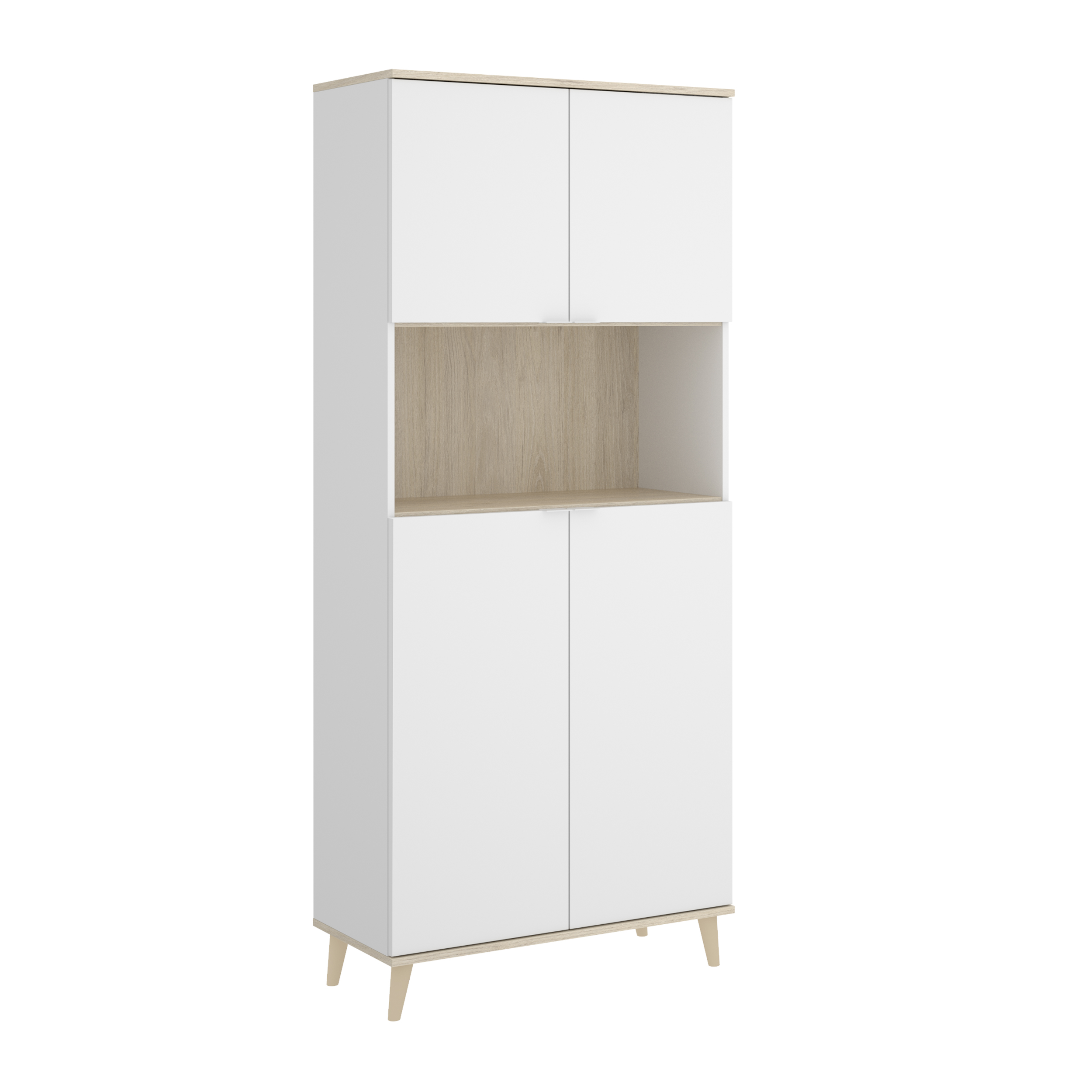 Mueble Auxiliar de Cocina Dekit - WOK - 191x80x40 - Blanco / Natural - Gran Capacidad