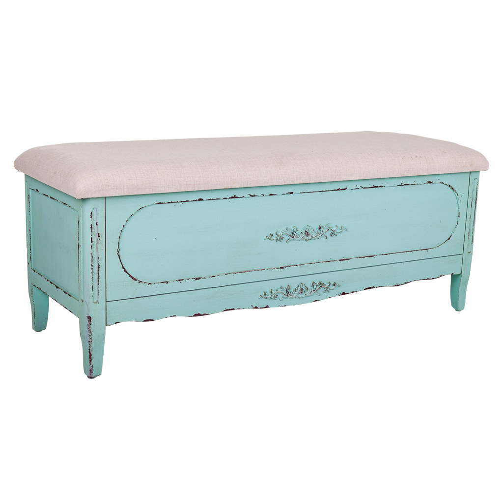 Wonderlust Deco - Banqueta de madera azul 120x43x48 cm Azul 120x43x48h cm