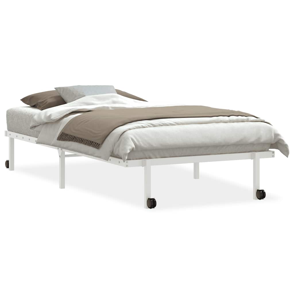 vidaXL Estructura de cama sin colchón plegable blanco acero 100x190 cm