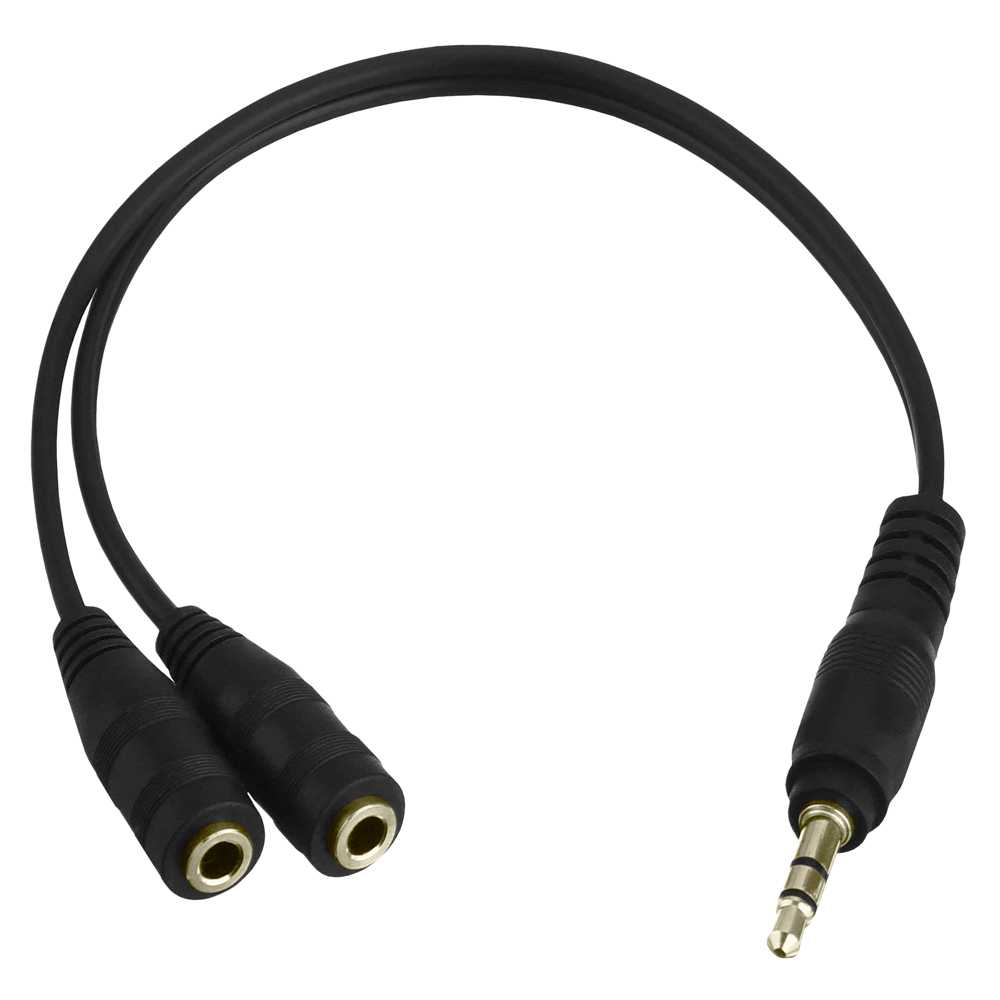 Ociodual Adaptador Divisor de Mini Jack 3.5mm Macho a 2 Hembras Negro Cable Splitter Audio Duplicador para Auriculares Altavoces