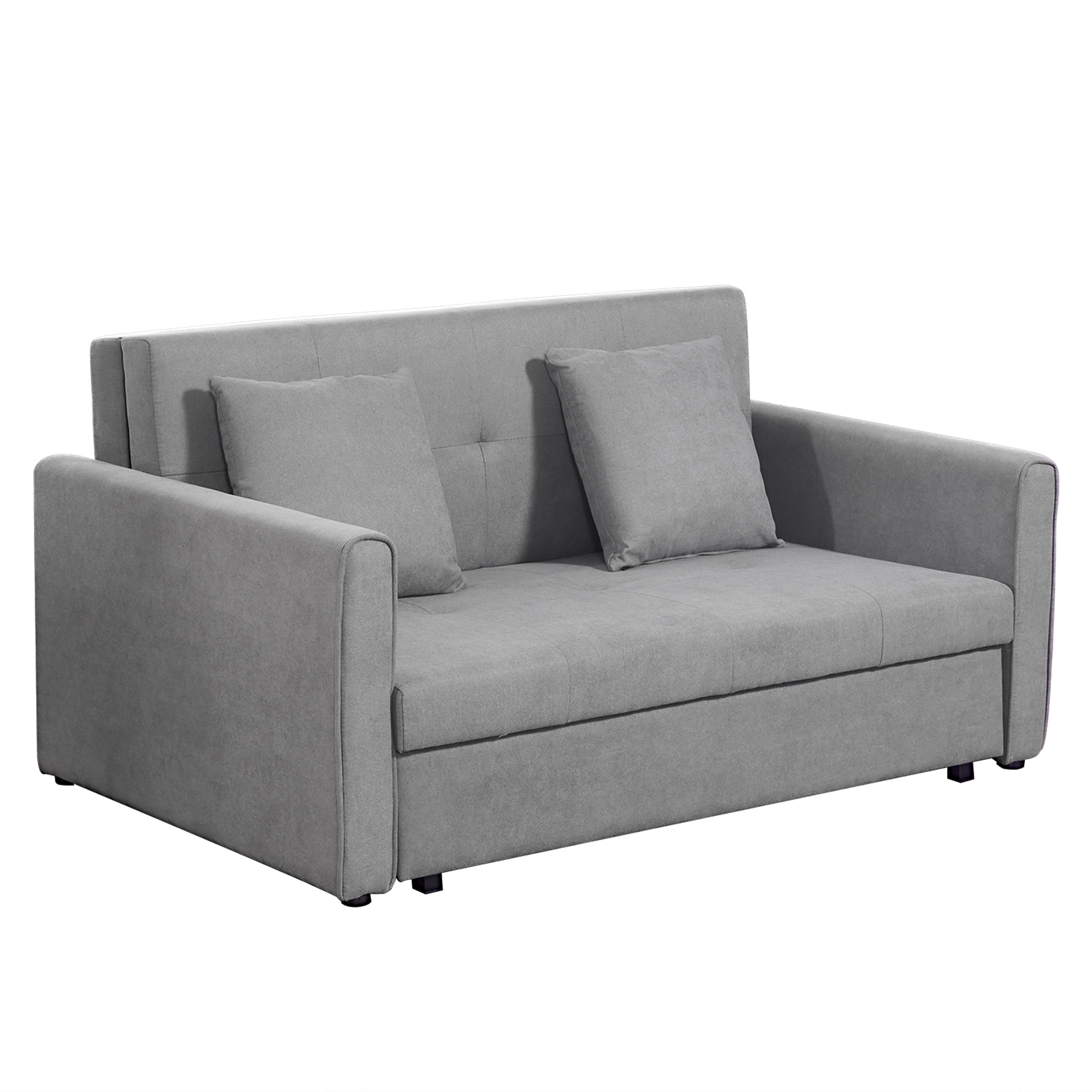 HOMCOM Sofá Cama de 2 Plazas Tapizado en Poliéster con 2 Cojines Desmontables Reposabrazos y Base de Almacenaje Sofá Doble Moderno para Salón Oficina 152x101x81 cm