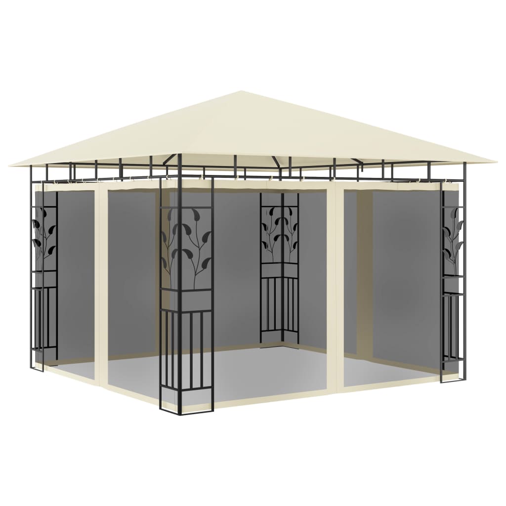 vidaXL Cenador con Mosquitera y Tira de Luces 3x3x2,73m 180 g/m² Parasol Color Crema,  Antracita, y mas
