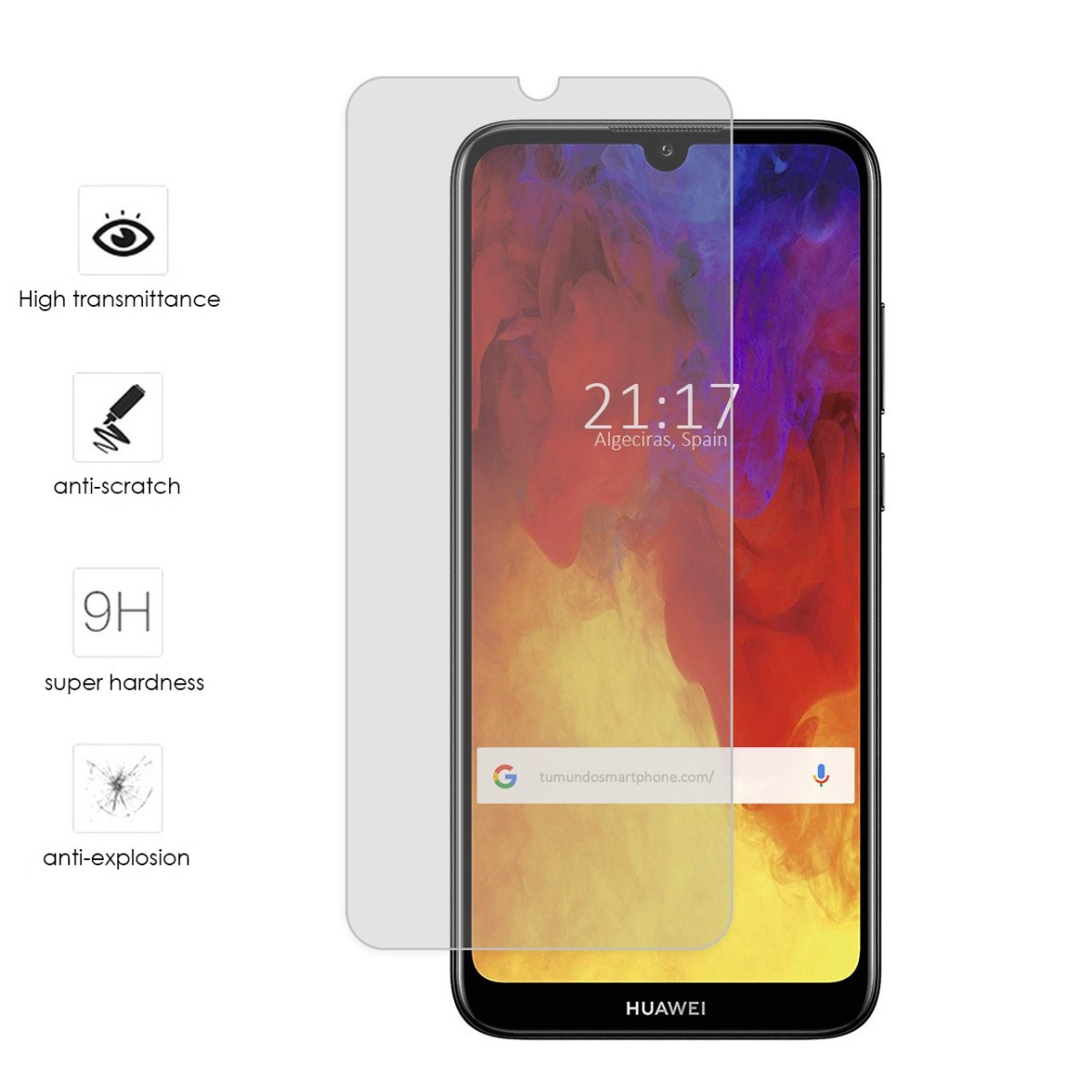 Tumundosmartphone Protector Cristal Templado para Huawei Y6 2019 / Y6s 2019 Vidrio