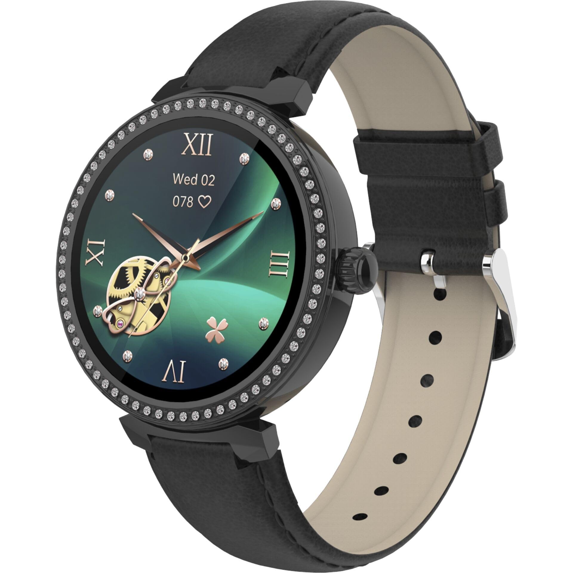 Denver SWC-342B black smart bracelet with 1.2'' touchscreen, 72-hour battery life, and CE certificate, perfect for fitness tracking and daily use.
