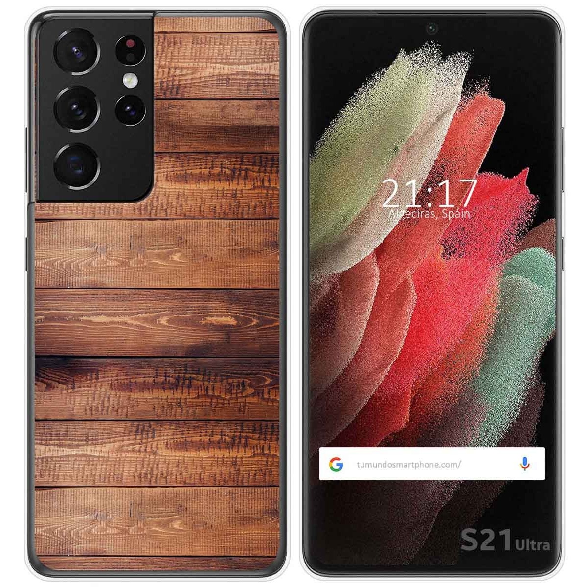 Tumundosmartphone Funda Gel Tpu para Samsung Galaxy S21 Ultra 5G diseño Madera 02 Dibujos