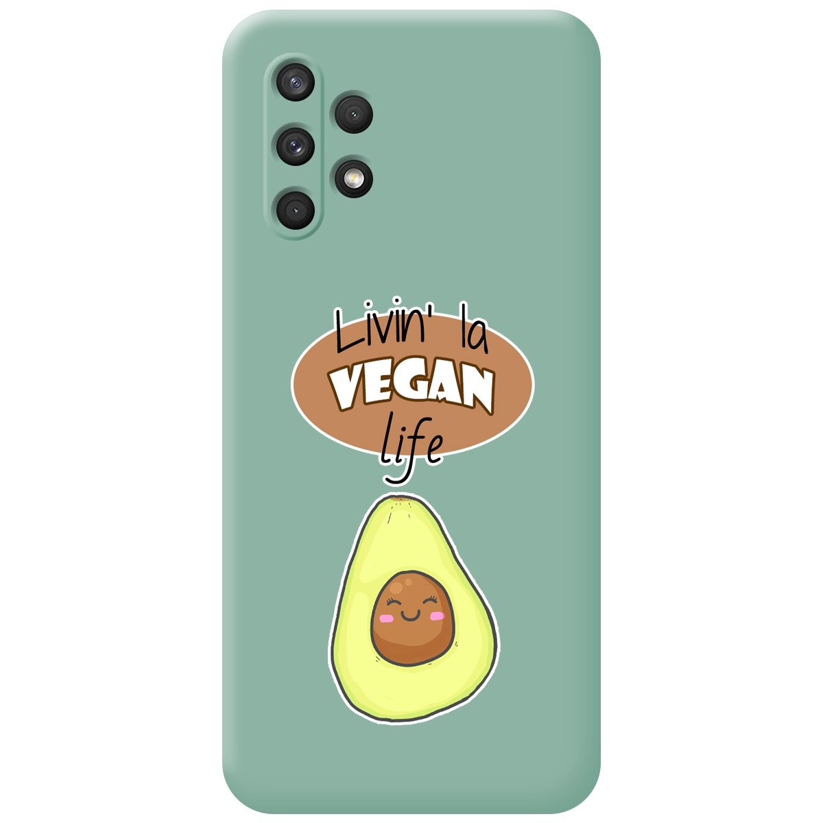Tumundosmartphone Funda Silicona Líquida Verde para Samsung Galaxy A32 4G diseño Vegan Life Dibujos