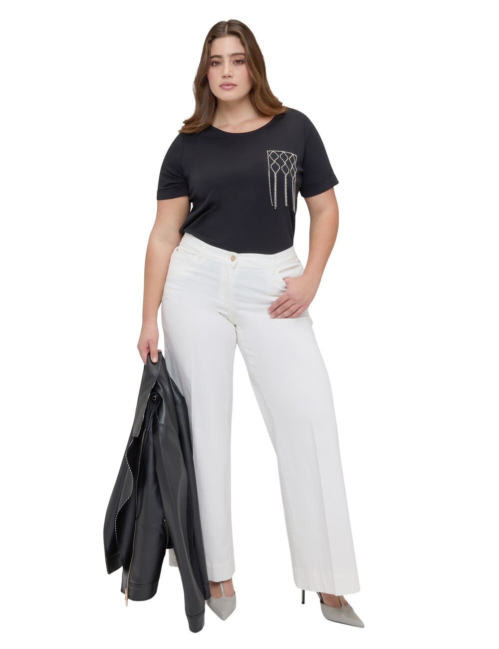Fiorella Rubino - Camiseta de algodón con bolsillo decorado