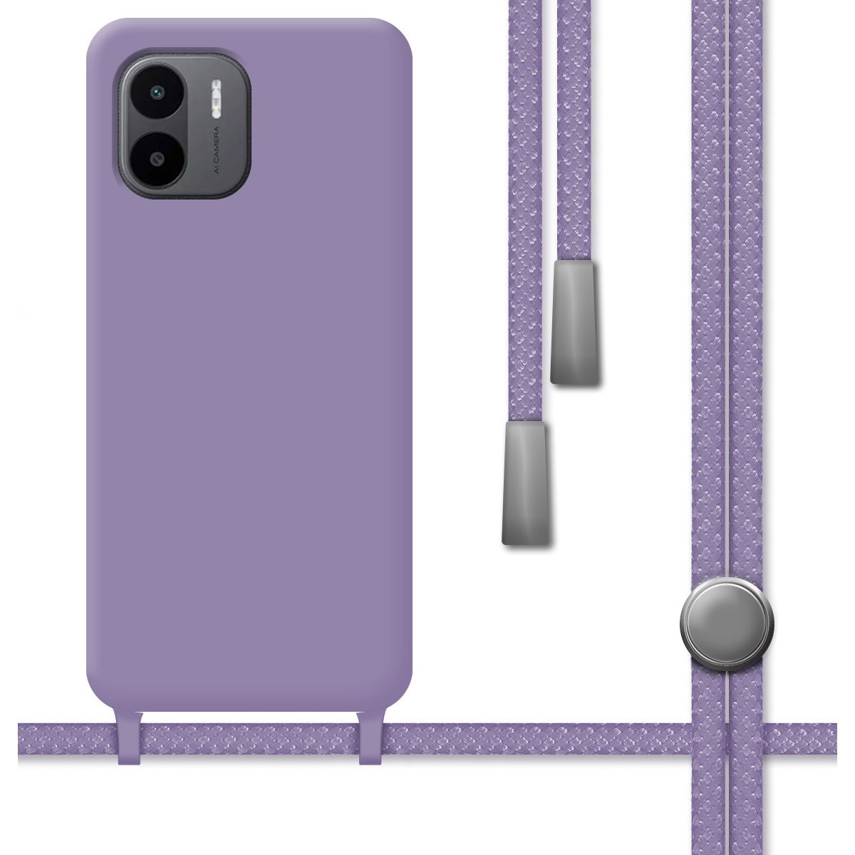 Funda Silicona Líquida con Cordón para Xiaomi Redmi A1 color Morada