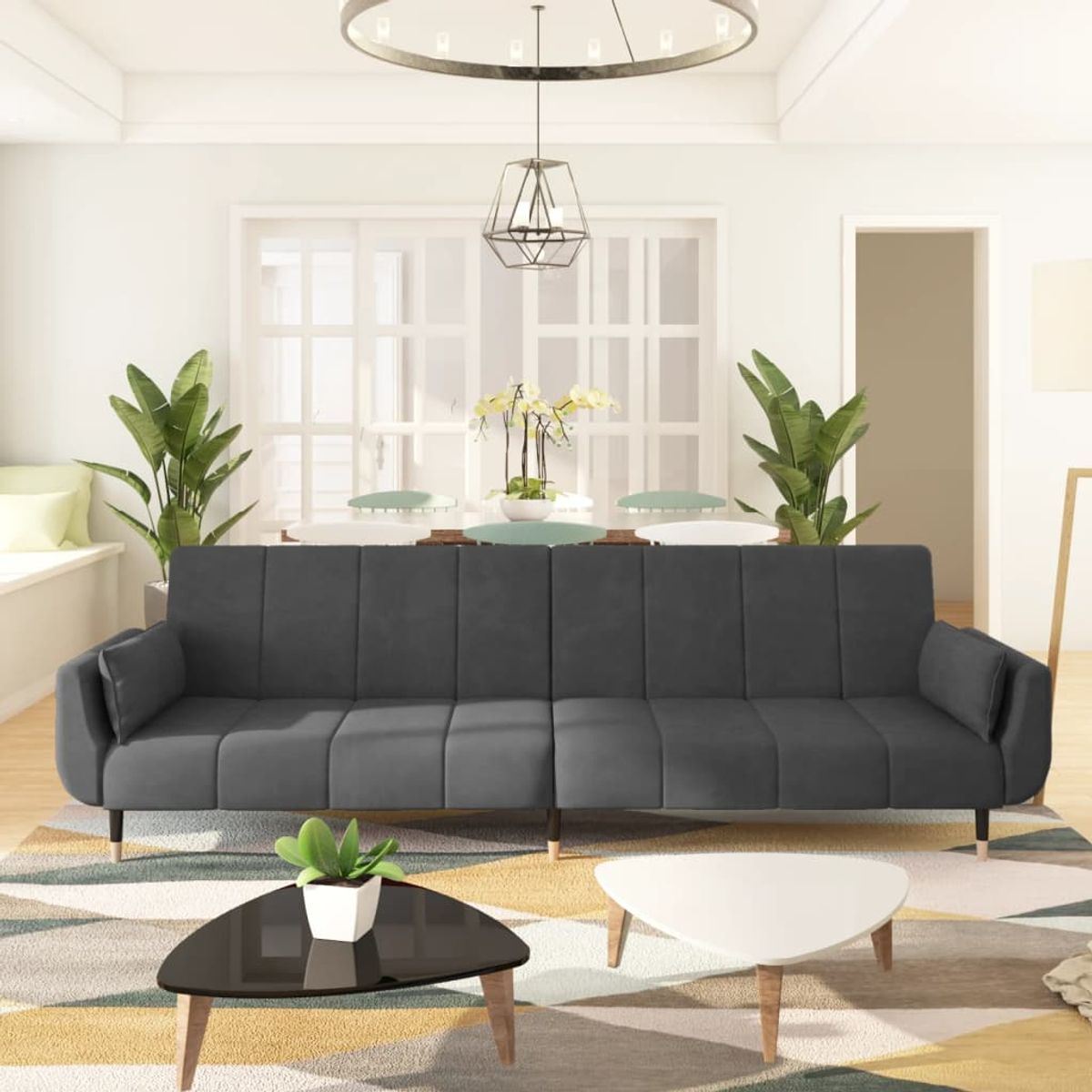 Sofá cama Hirina 2 plazas respaldo ajustable con almohadas 69x220x84,5 cm