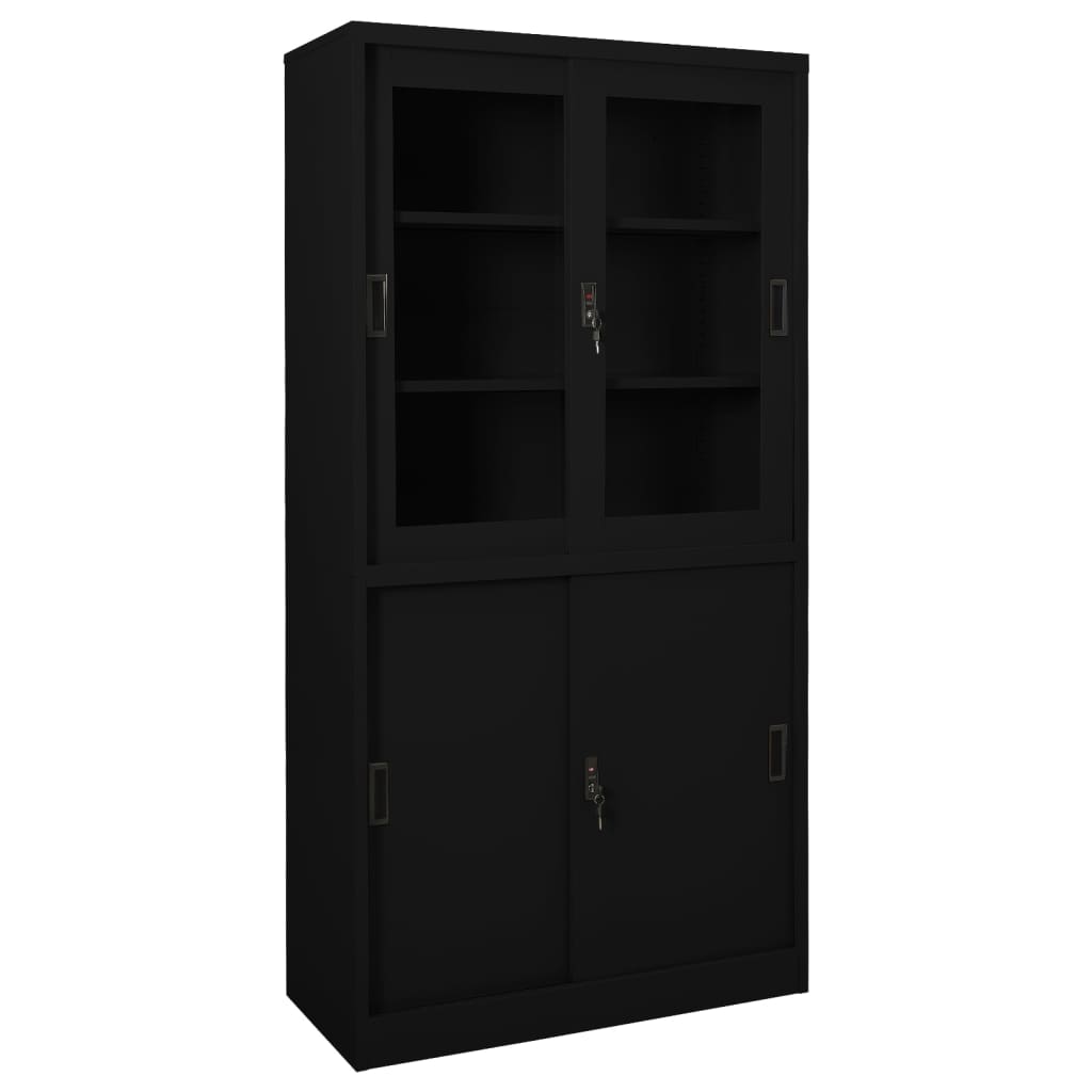 vidaXL Armario de oficina puerta corredera acero 90x40x180 cm