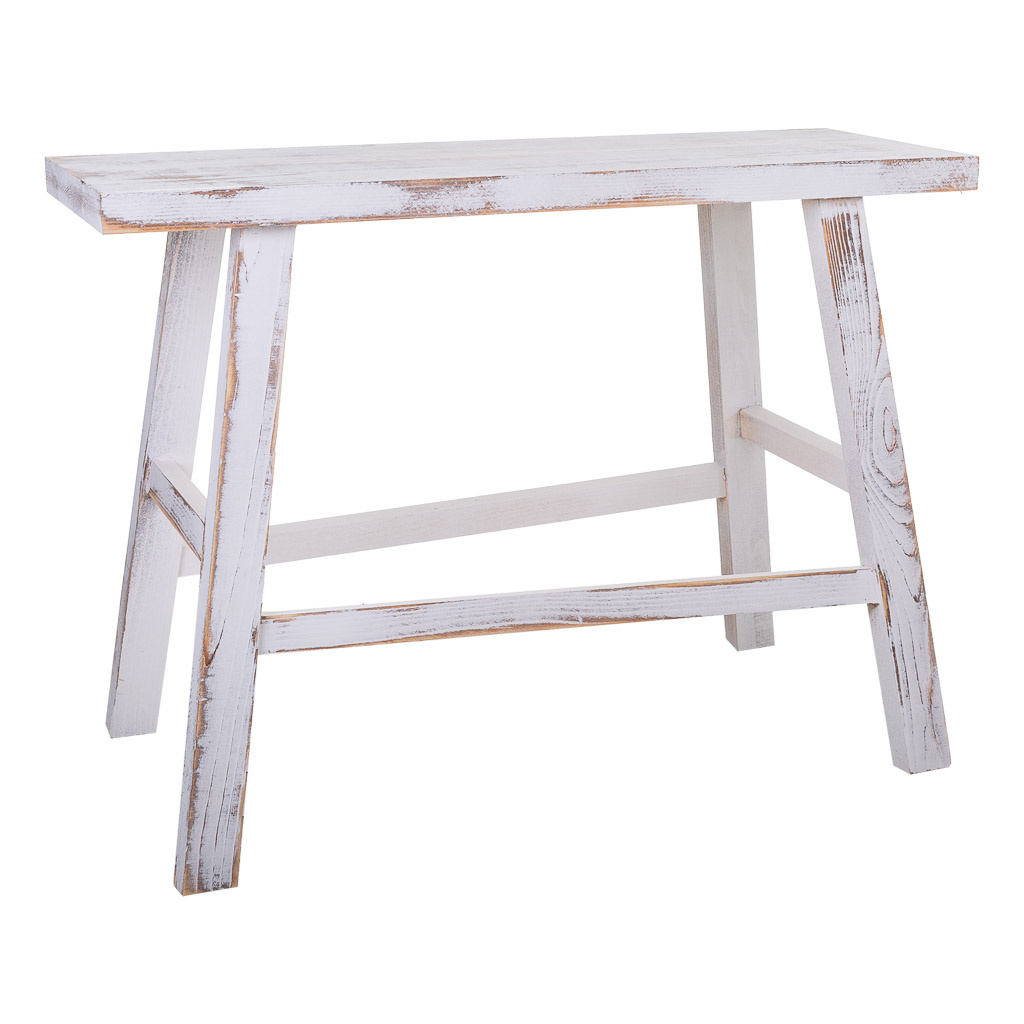 Wonderlust Deco - Banqueta de madera blanca 70x25x50h cm Blanco 70x25x50h cm