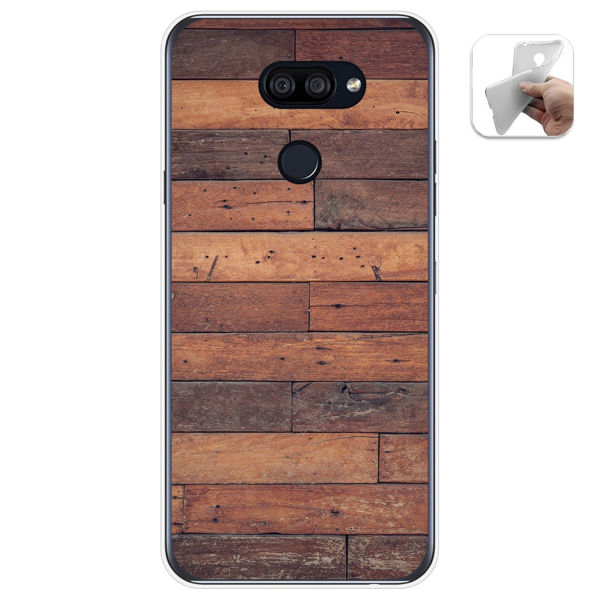 Tumundosmartphone Funda Gel Tpu para Lg K40S diseño Madera 03 Dibujos