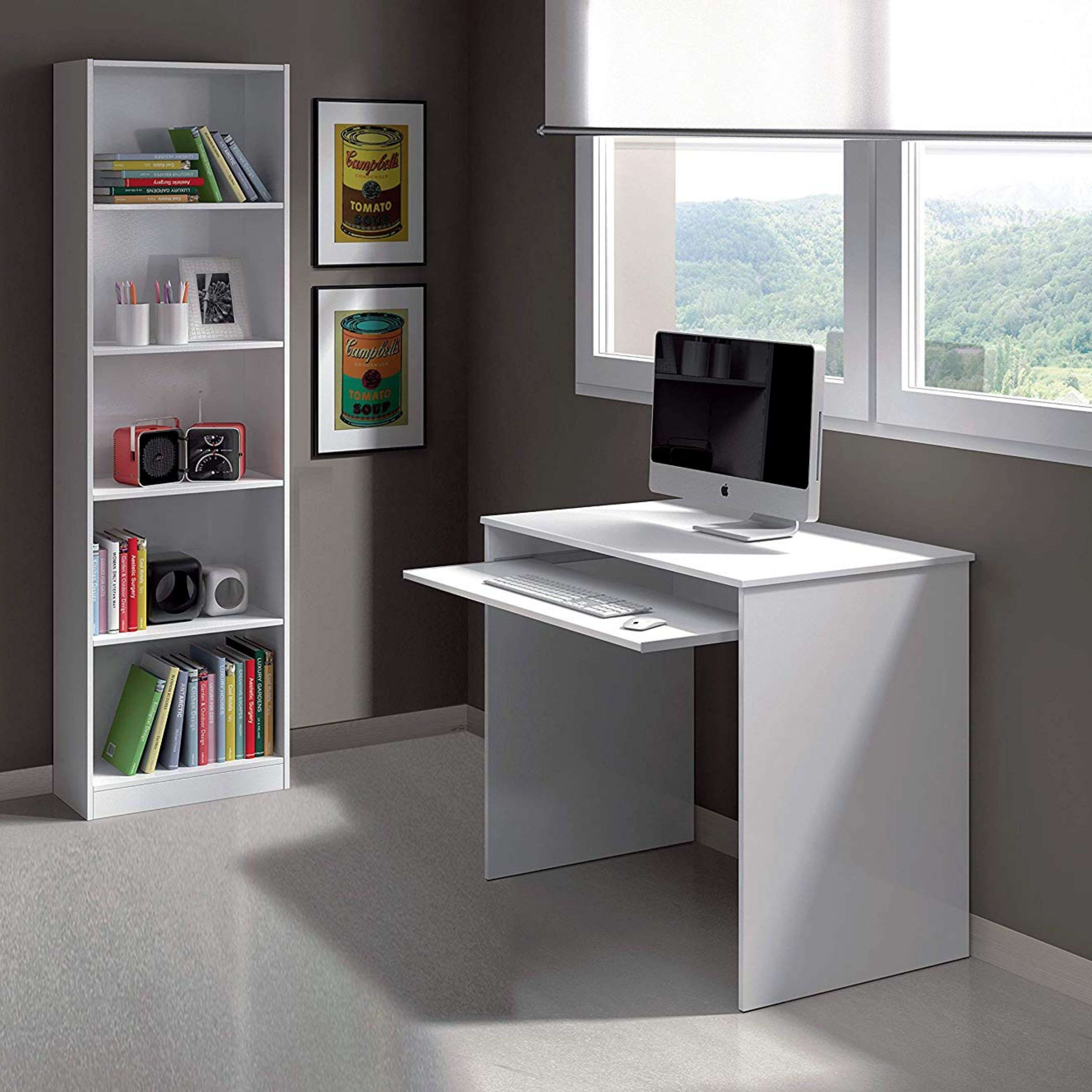 Miroytengo Pack Muebles Estudio Juvenil Infantil I-Joy en Color Blanco o Rosa formado por Escritorio + Estantería
