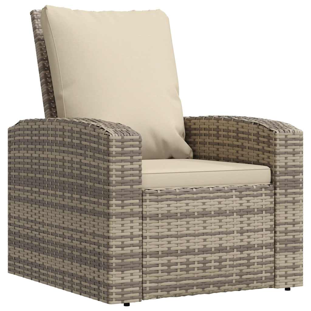 vidaXL Sillón reclinable jardín y cojines ratán sintético marrón claro
