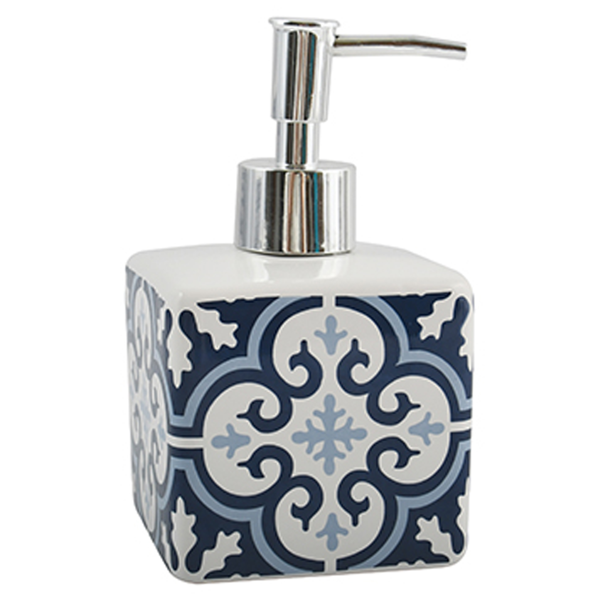 Jabonera MSV AMADORA - Moderna y Refinada - Fácil de Limpiar - Azul y Blanco - Cerámica