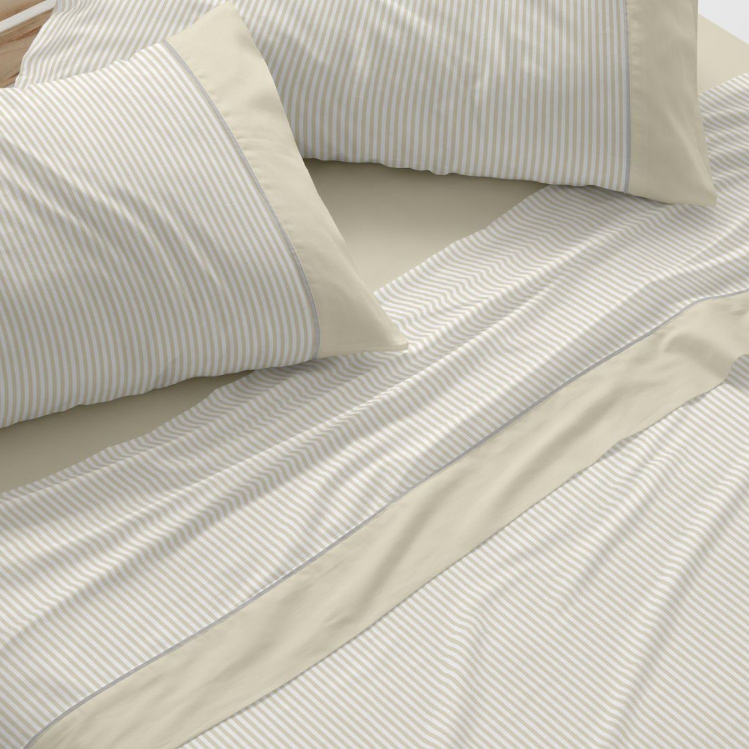 Juego Sábanas BURRITO BLANCO 100% Algodón Extrasuave Diseño Rayas Azul - Larga Duración, Anti-Pilling - Cama 90-200cm