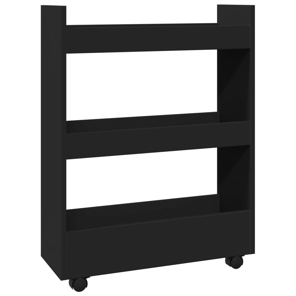 vidaXL Carrito de almacenaje estrecho de 3 niveles de madera de ingeniería 60 x 22 x 80 cm