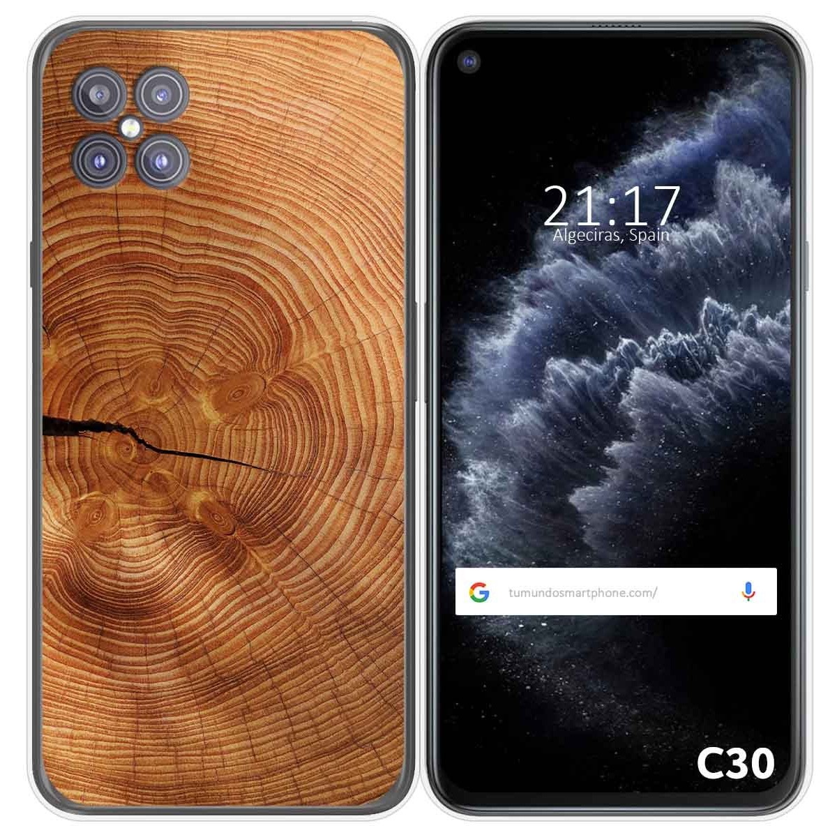 Tumundosmartphone Funda Gel Tpu para Cubot C30 diseño Madera 04 Dibujos