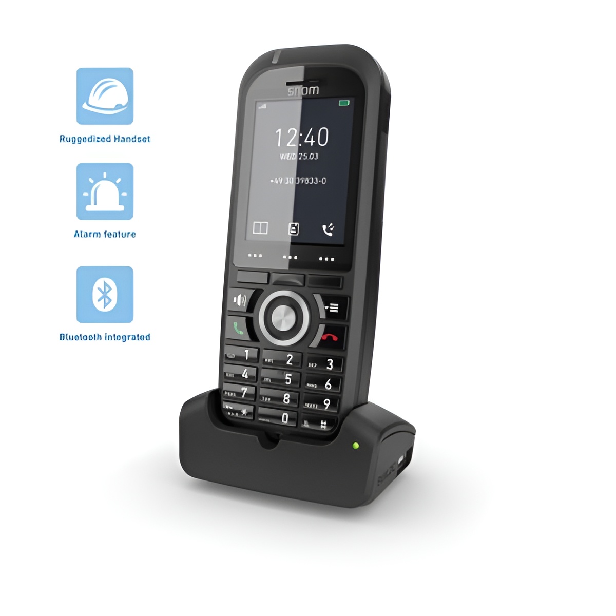 Snom 4423 M70 Terminal de Teléfono DECT Inalámbrico con Identificador de Llamadas y Pantalla a Color de 5,08 Cm (2") en Negro