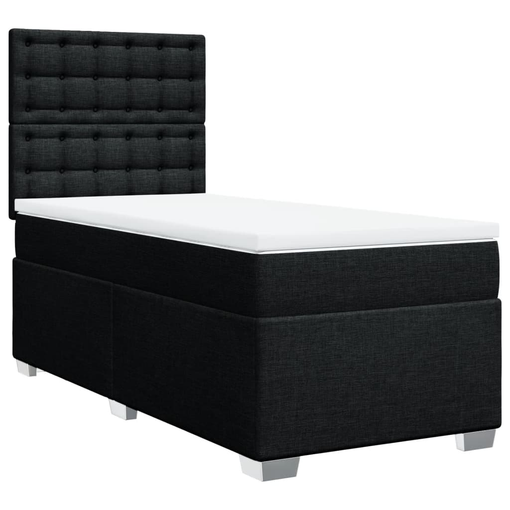 vidaXL Cama box spring con colchón tela negro 90x200 cm