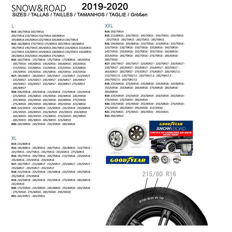 Cadenas snow y road talla L nuevo Goodyear
