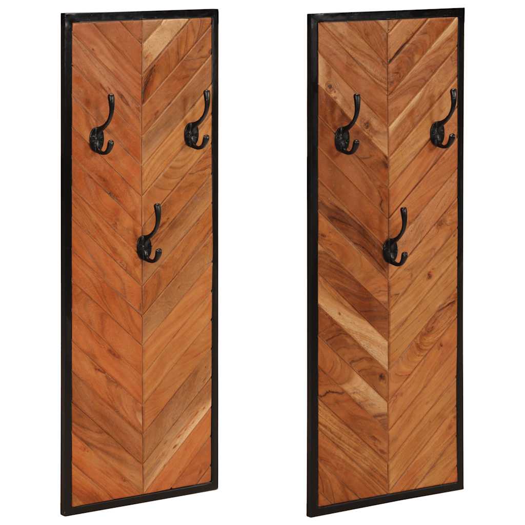 vidaXL Percheros 2 uds madera madera maciza de acacia 35x1x90 cm