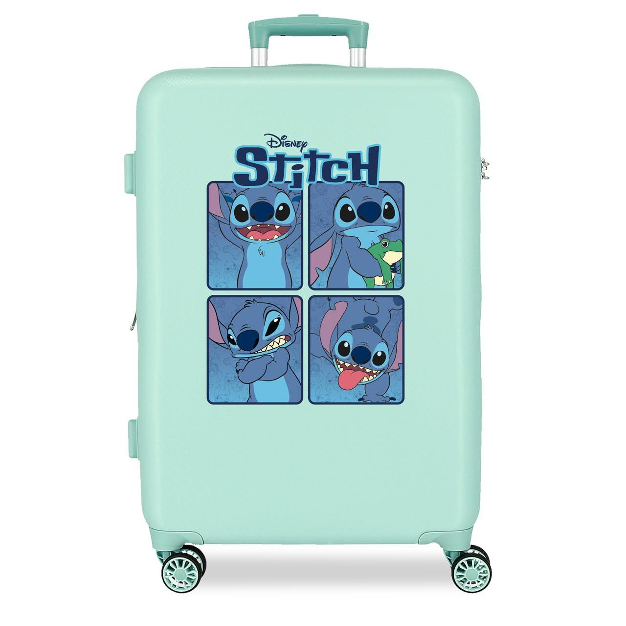 Maleta mediana Disney Stitch Adorable moods ABS con capacidad de 68,77L Turquesa