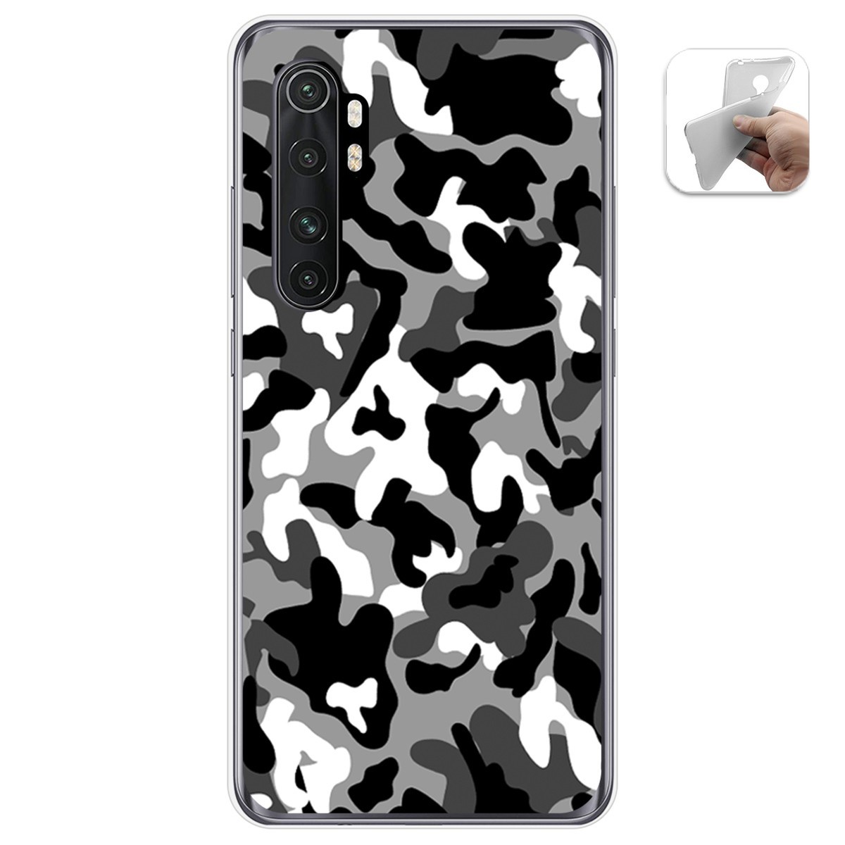 Tumundosmartphone Funda Gel Tpu para Xiaomi Mi Note 10 Lite diseño Snow Camuflaje Dibujos