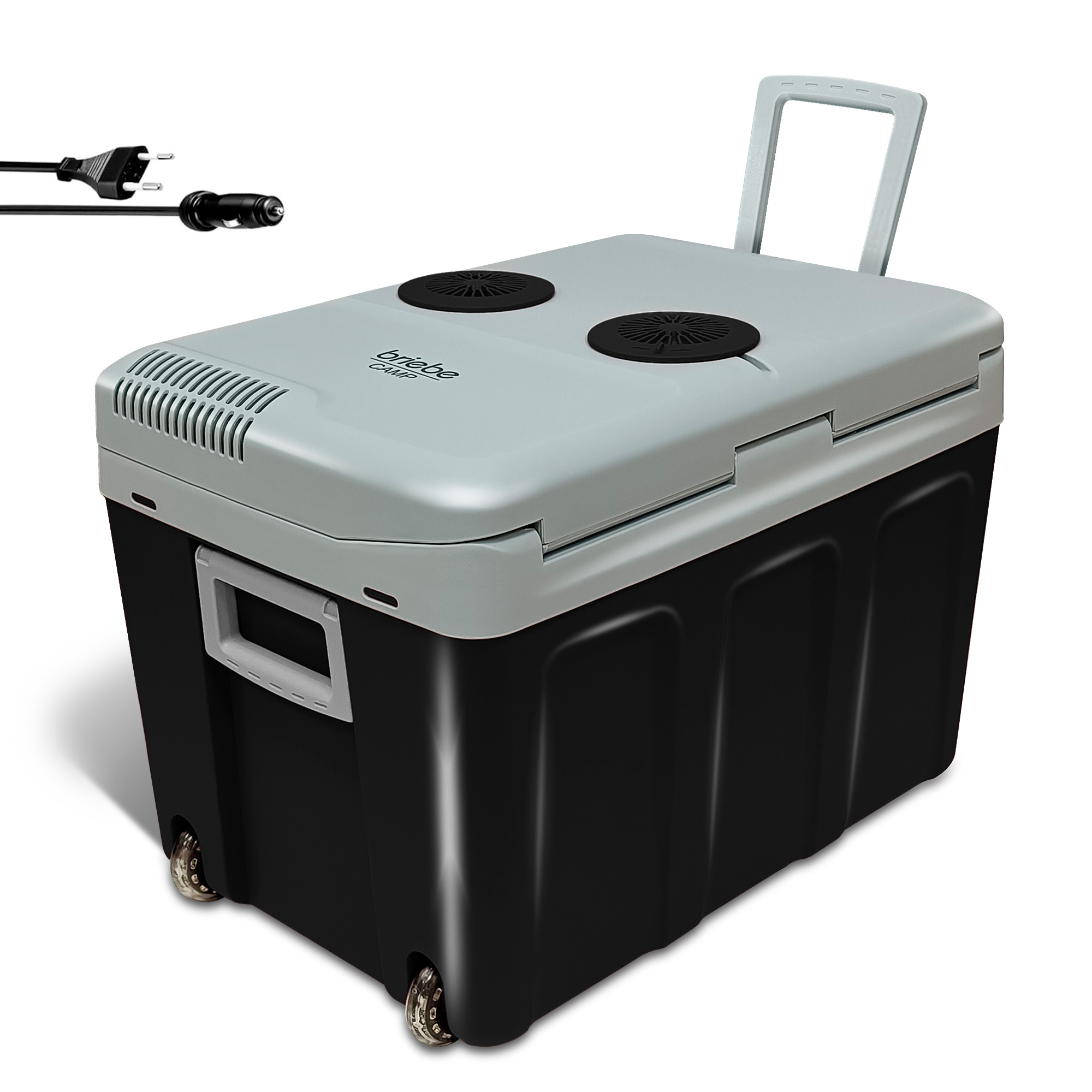 Briebe CF1155BLK Nevera Portátil Eléctrica de Viaje, Coche, Camping, 40 L, Conexión 12V y 220V, Enfría y Calienta, 58 W, Negro