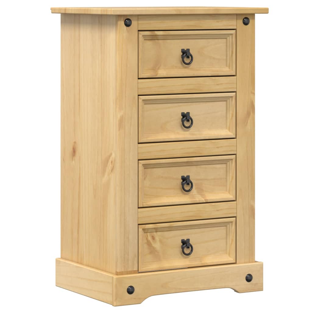 Vidaxl Mesita de Noche Corona Madera Maciza de Pino 53x39x84 Cm