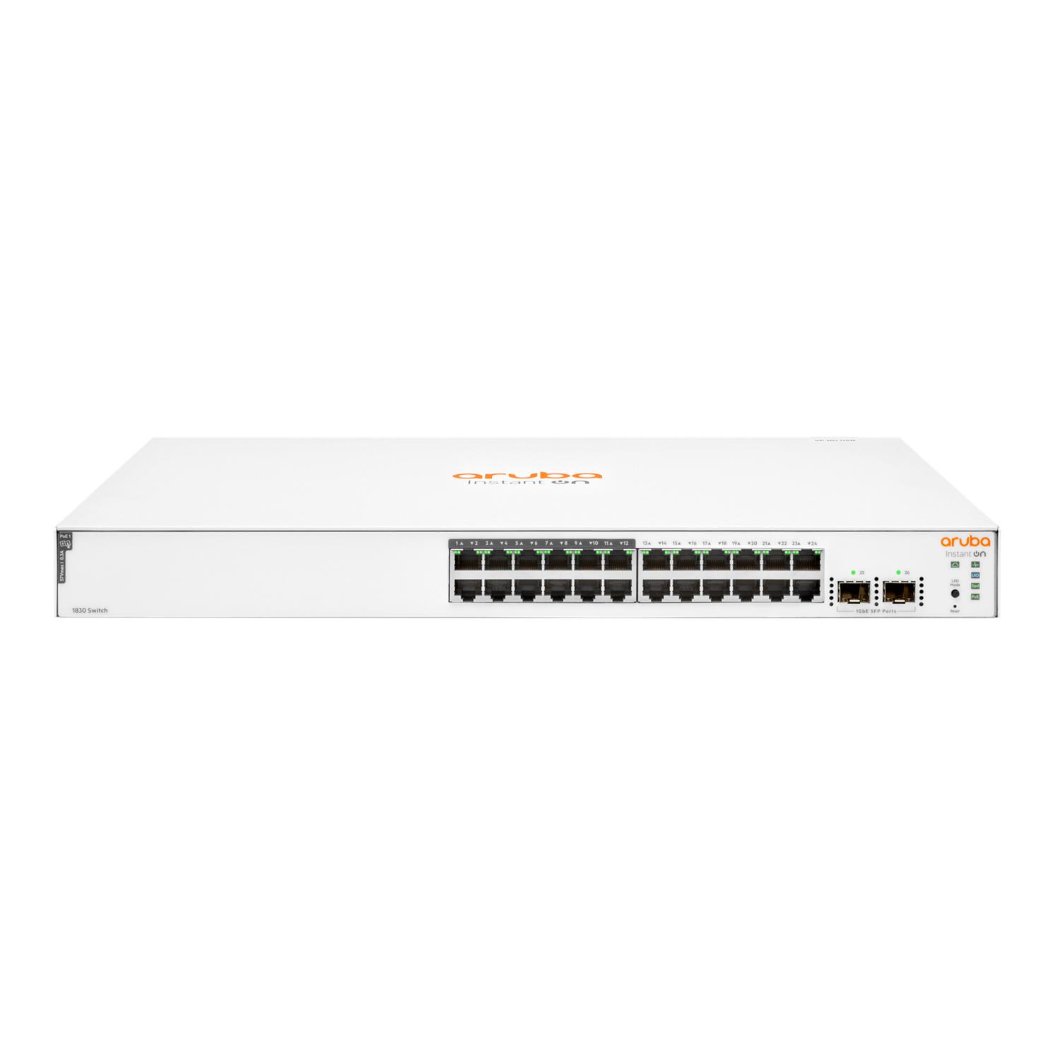 Aruba instant on 1830 24g 12p class4 poe 2sfp 195w managed l2 gigabit ethernet (10/100/1000) power over ethernet (poe) 1u