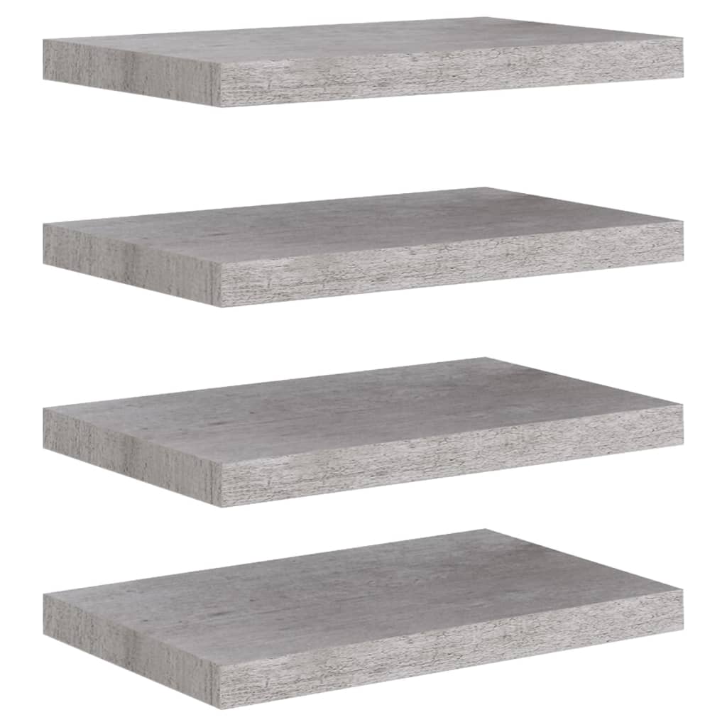vidaXL Estantes flotantes de pared 4 uds MDF 50x23x3,8 cm Blanco brillante, negro brillante, gris brillante Mueble Almacenaje Estantería para Oficina, Estudio, Dormitorio Estantería/Librería/ mueble de Almacenamiento