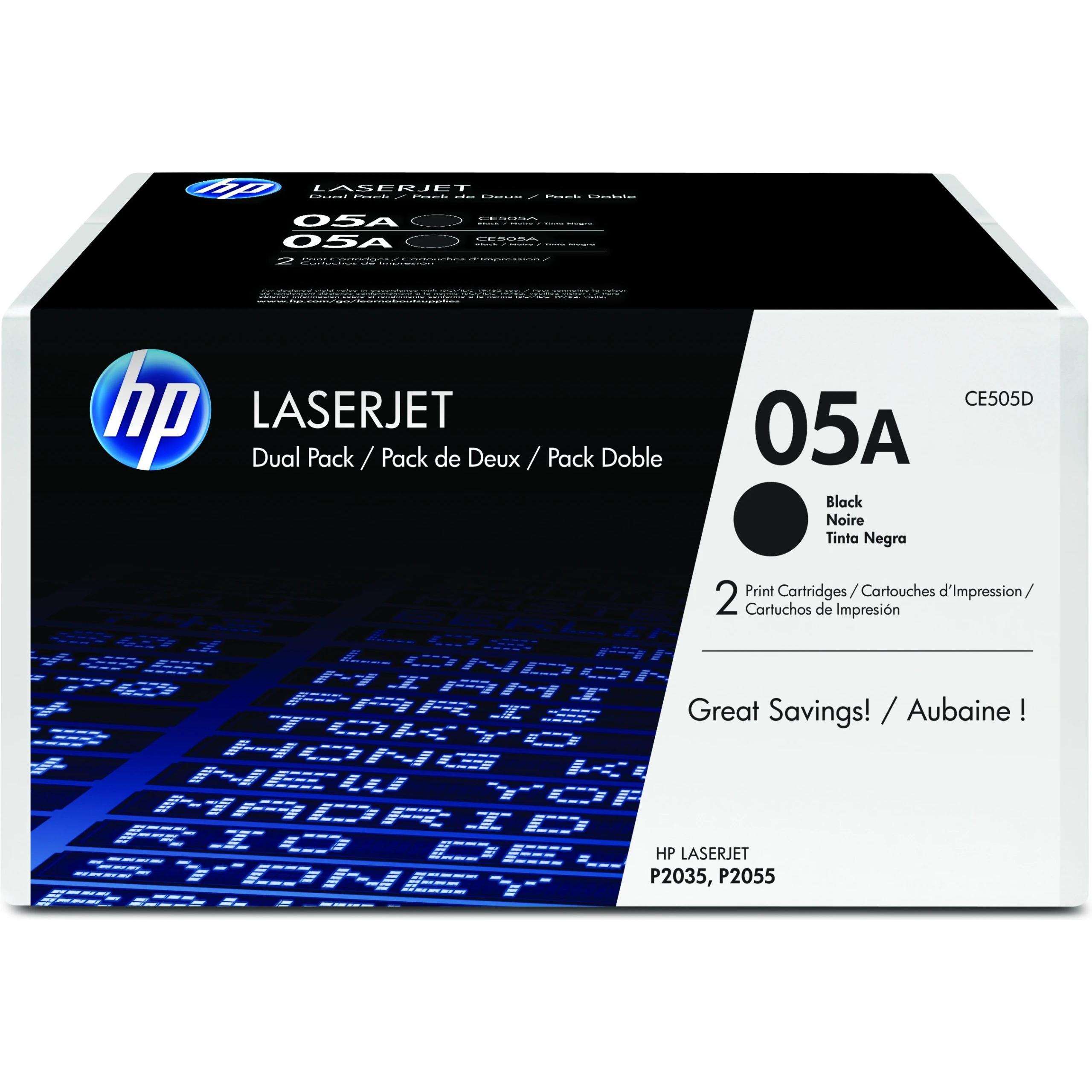 HP - Tóner CE505D para impresoras láser HP, capacidad 2300 páginas, alta calidad y fácil instalación