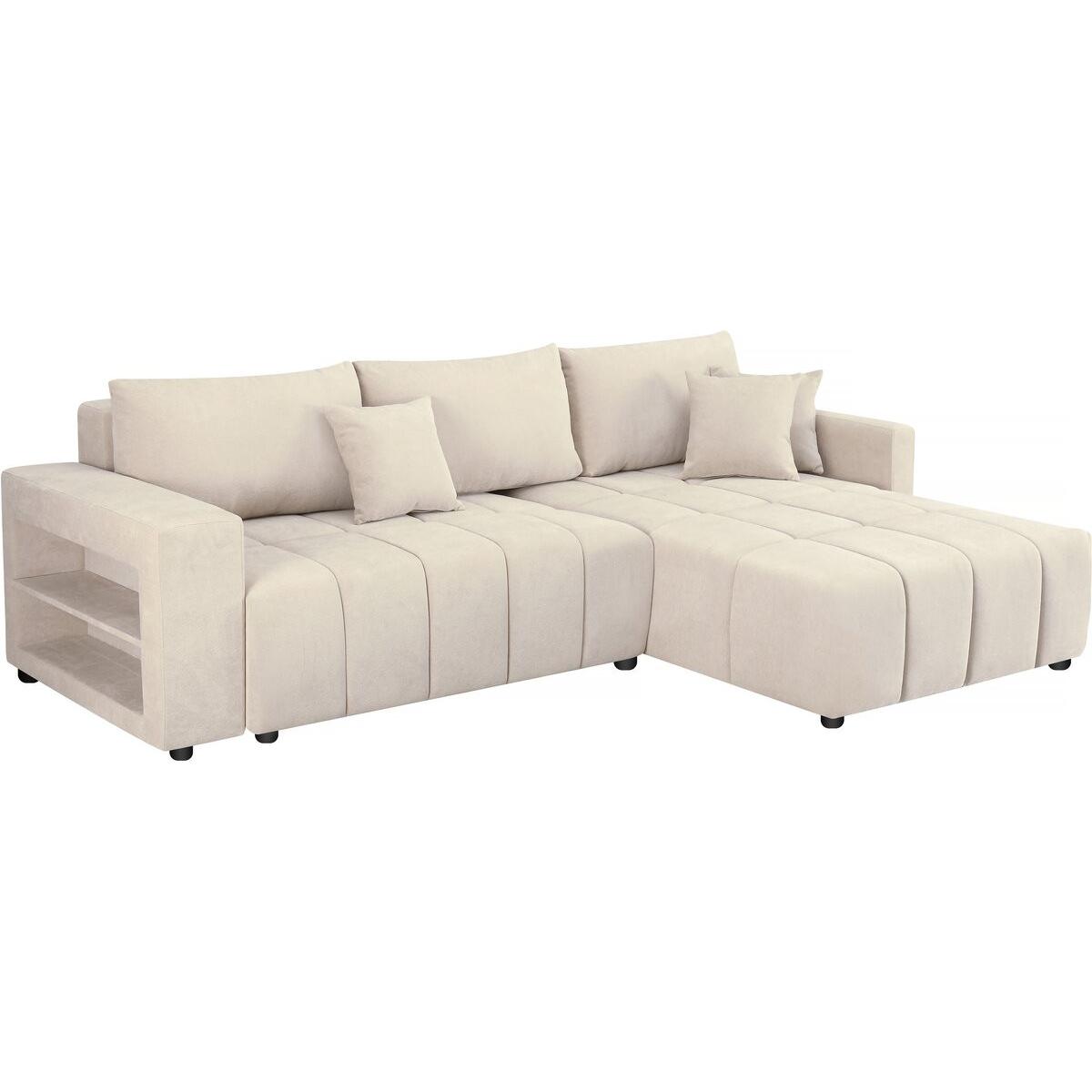 Habitat y Jardin - Sofá esquinero convertible de 3 plazas en tejido de chenilla - "Trocadero" - Beige