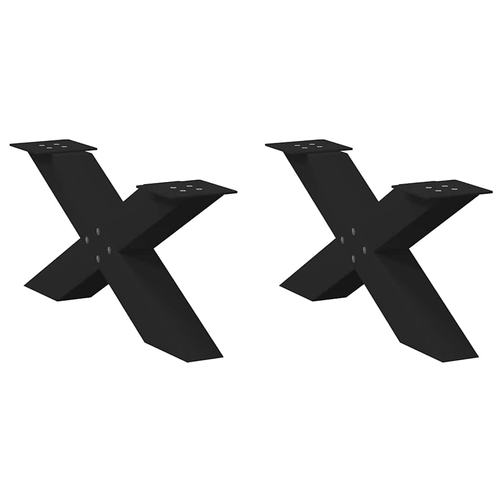 vidaXL Patas para mesa de centro en forma de X (2 unidades) 70 x (30-31) cm, acero