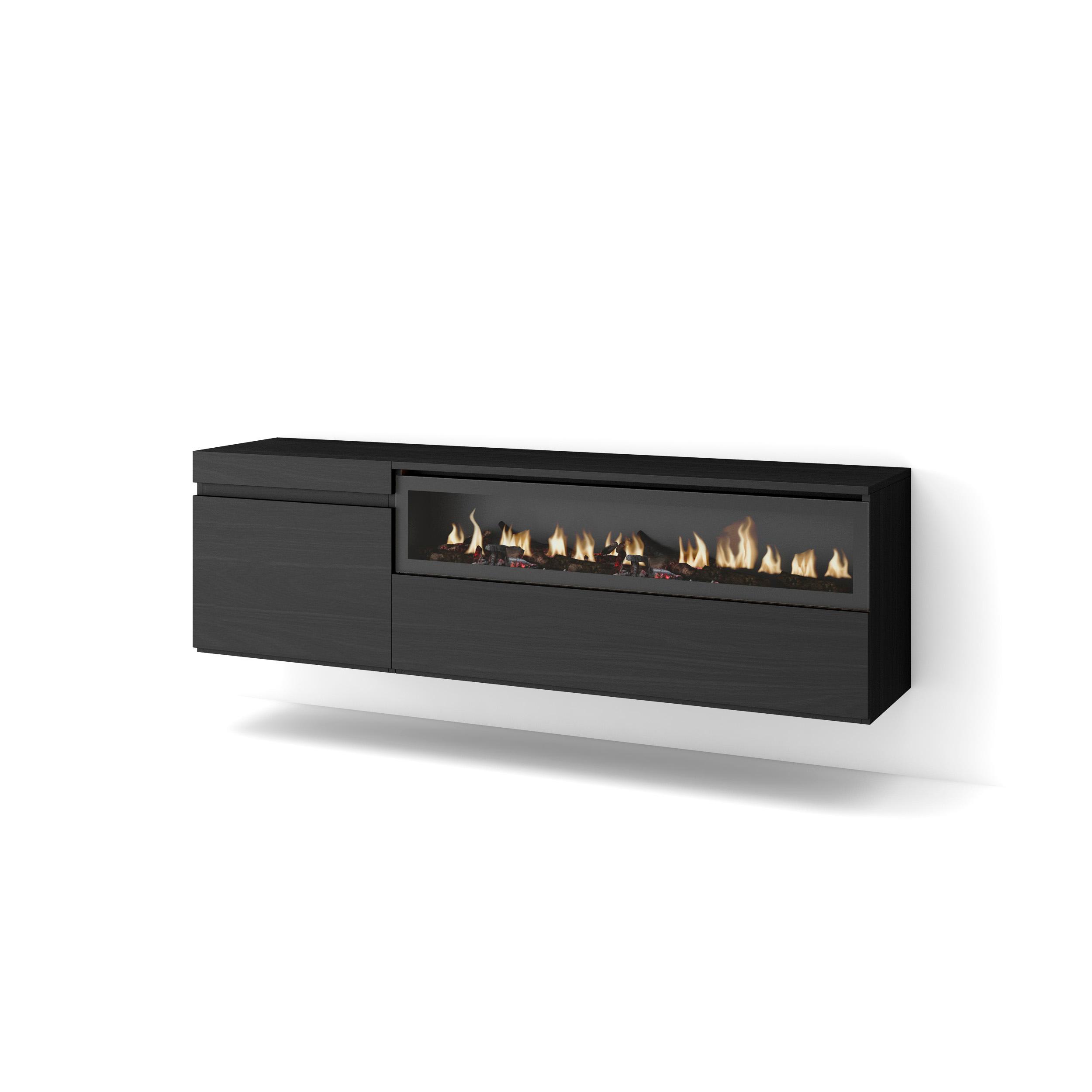 Skraut Home, Mueble de Televisión en melamina de alta calidad, Fuego led efecto 3d, Estilo Moderno Elegante, 153x35x45cm
