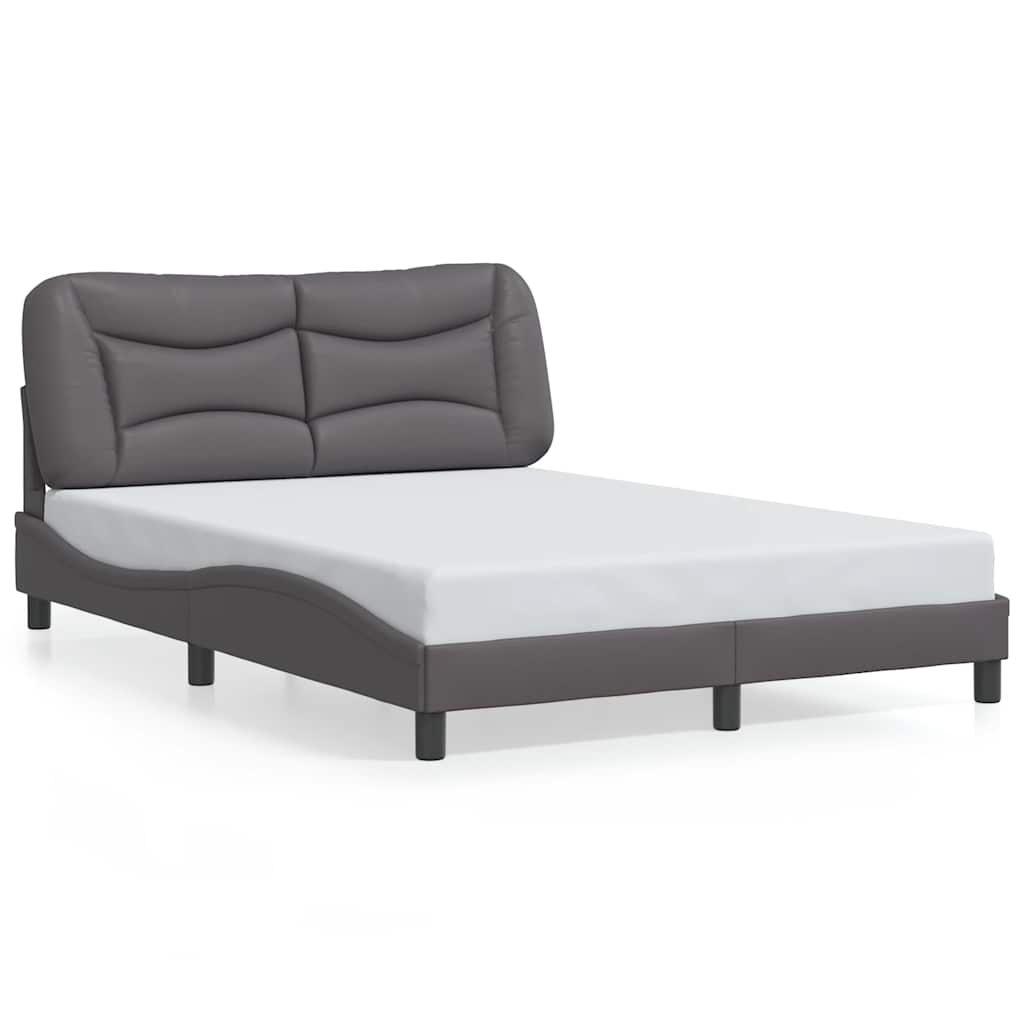 vidaXL Estructura de cama sin colchón Hvar cuero sintético gris 120x200 cm
