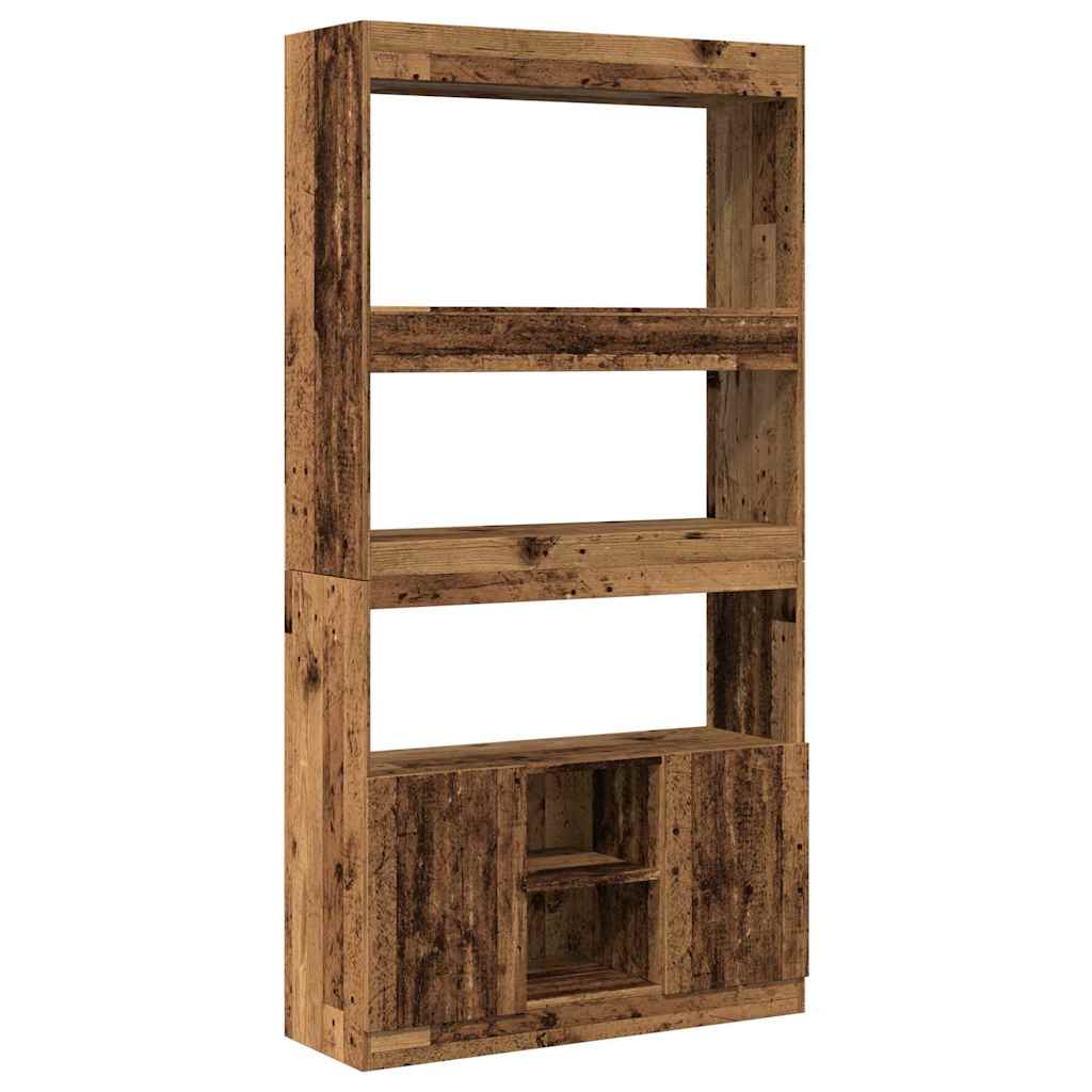 vidaXL Aparador alto madera de ingeniería marrón 92x33x180 cm en color Marrón roble/Roble/Blanco y más