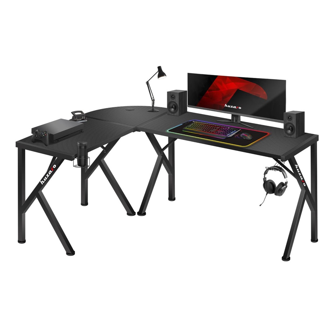 Escritorio Gaming Huzaro Hero 6.3 - Negro | Fibra de Carbono | Gestión de Cables