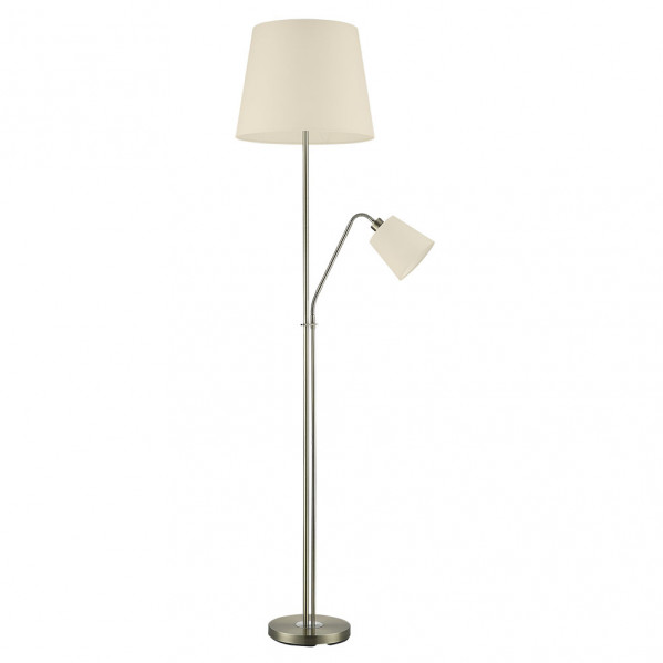 Pie de salon arturo 1xe27+1xe14 c/lector cuero c/pant beig 1,8m