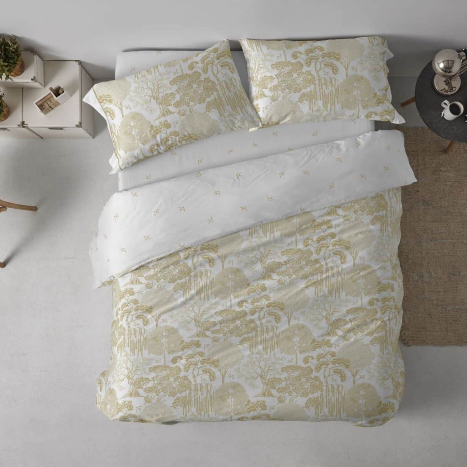 Funda Nórdica BURRITO BLANCO 50% Algodón Diseño Japonés Azul Noche - Tacto Suave, Fácil Planchado, Alta Durabilidad - Cama 90-200cm