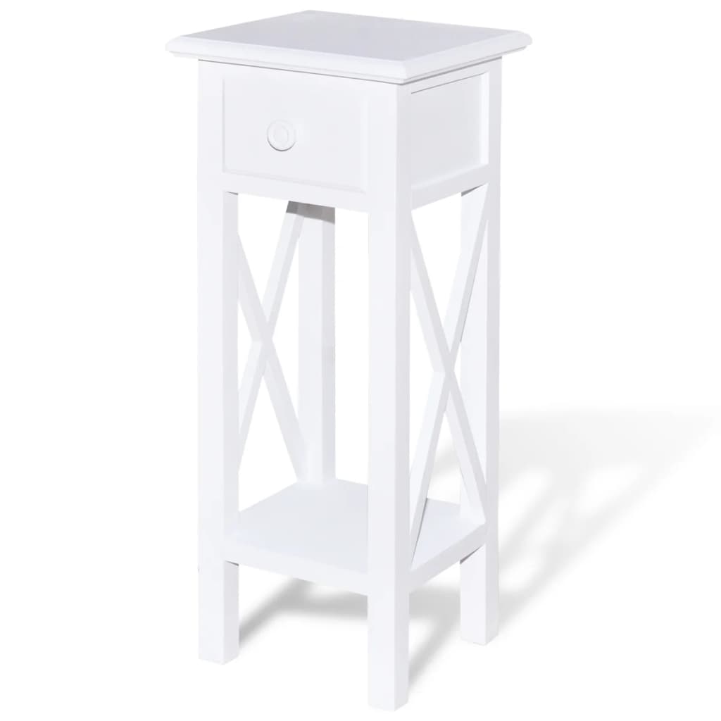 Vidaxl Mesa Auxiliar de Madera 27x27x65,5 Cm Blanco