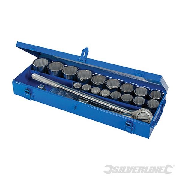 Silverline Juego de Llaves de Vaso Métricas 3/4'' 21 Pzas con Maletín de Transporte