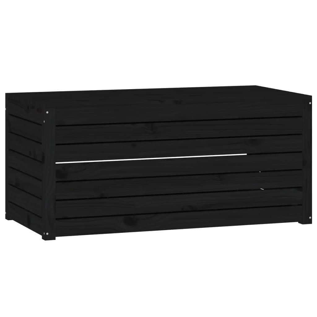 vidaXL Baúl de jardín madera maciza de pino negro 101x50,5x46,5 cm