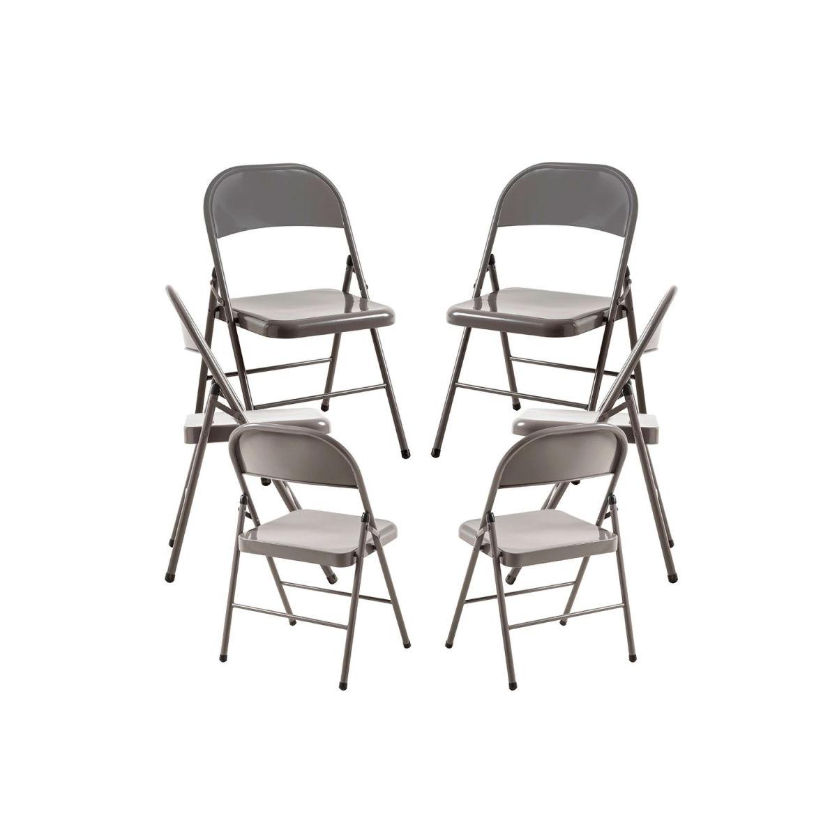 Regalos Miguel - Packs Sillas Plegables - Pack 6 Sillas plegables para eventos Niza - Gris