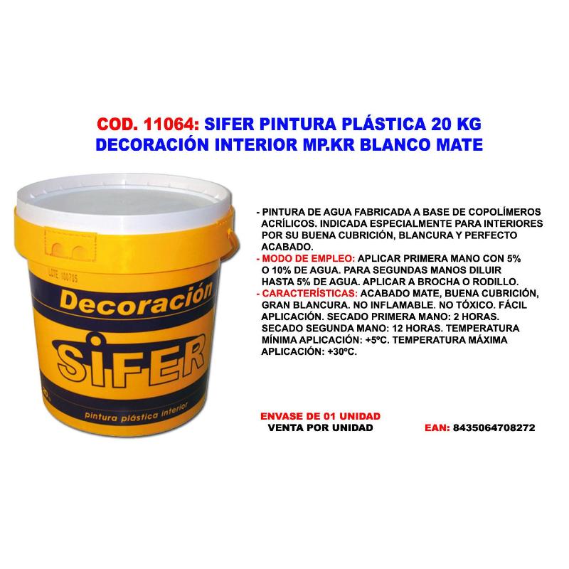 Sifer pintura plastica 20 kg pared-techos interior  blanco mate