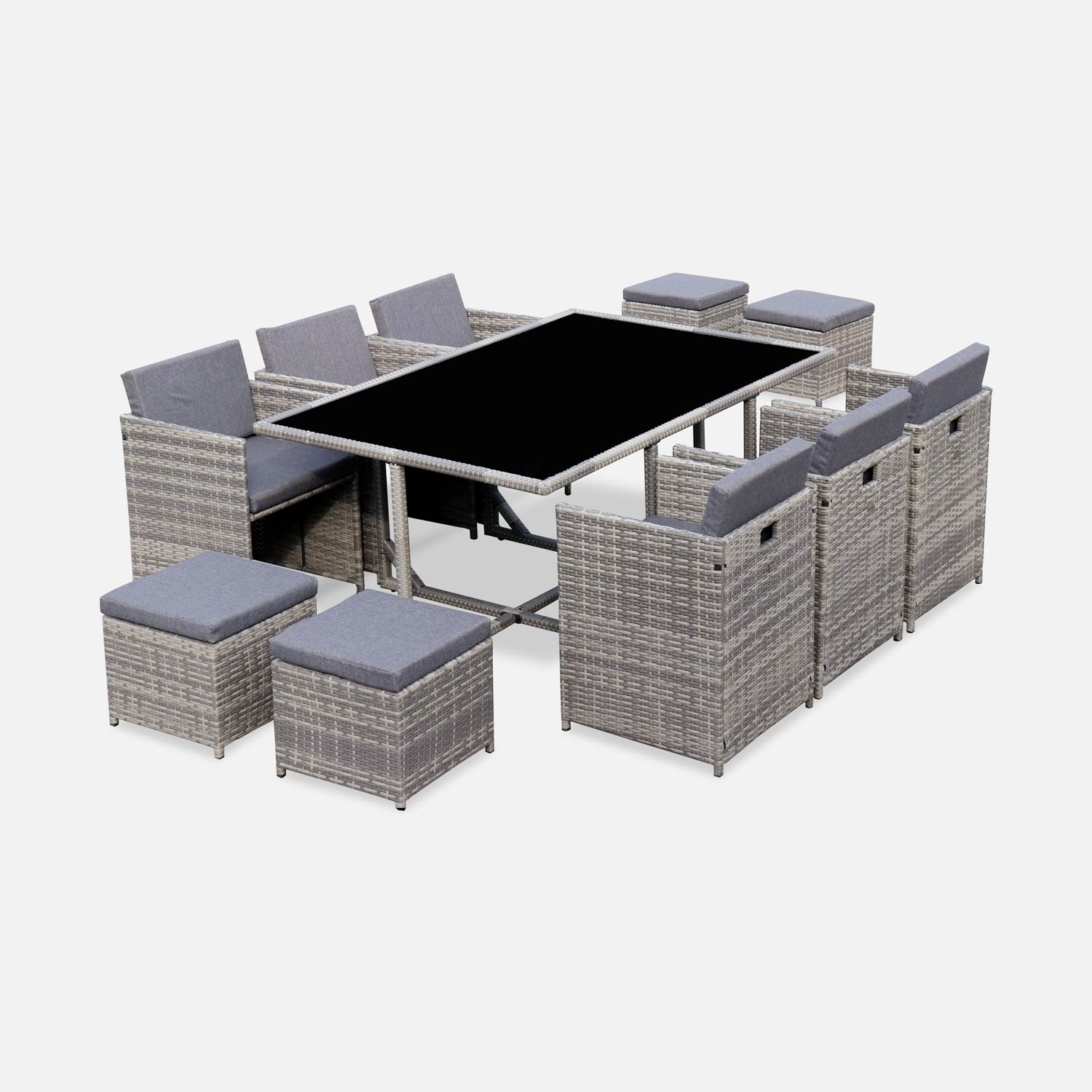 sweeek - Mesa de jardín de resina de 10 plazas , Vabo 10 , 110x168x73