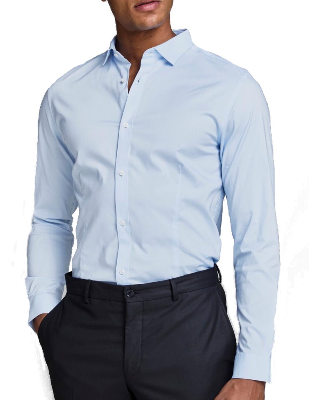 Camisa Jack-Jones Parma Celeste Hombre Oxford Corte Strech