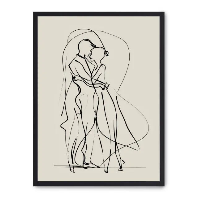 Cuadro love lines 30x40cm, Póster impreso en papel de primera calidad de 180gr, montado sobre marco de madera MDF acabado en negro., Arte - Dibujo de línea