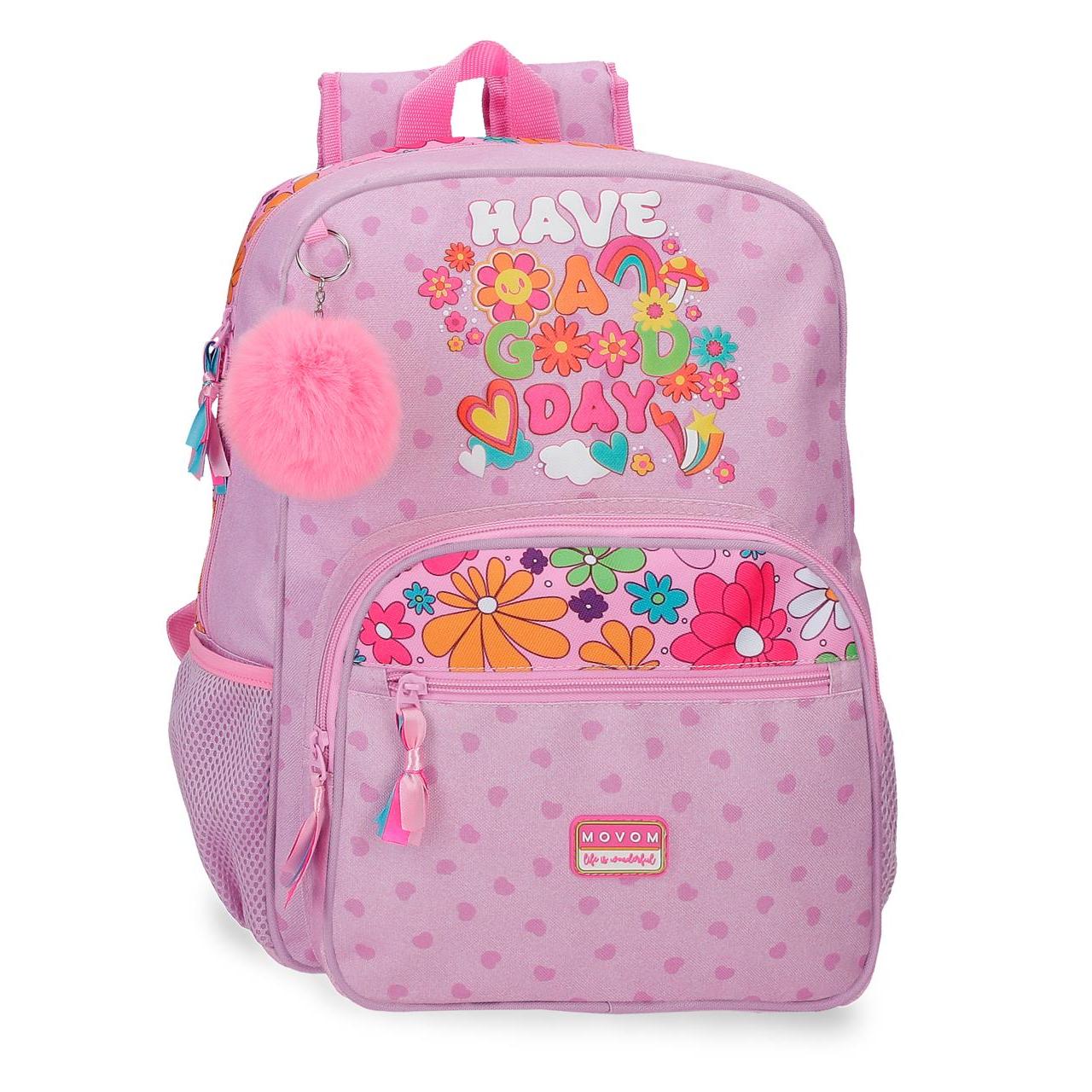 Mochila escolar adaptable a carro Movom Good Day 30x38x12cm Malva